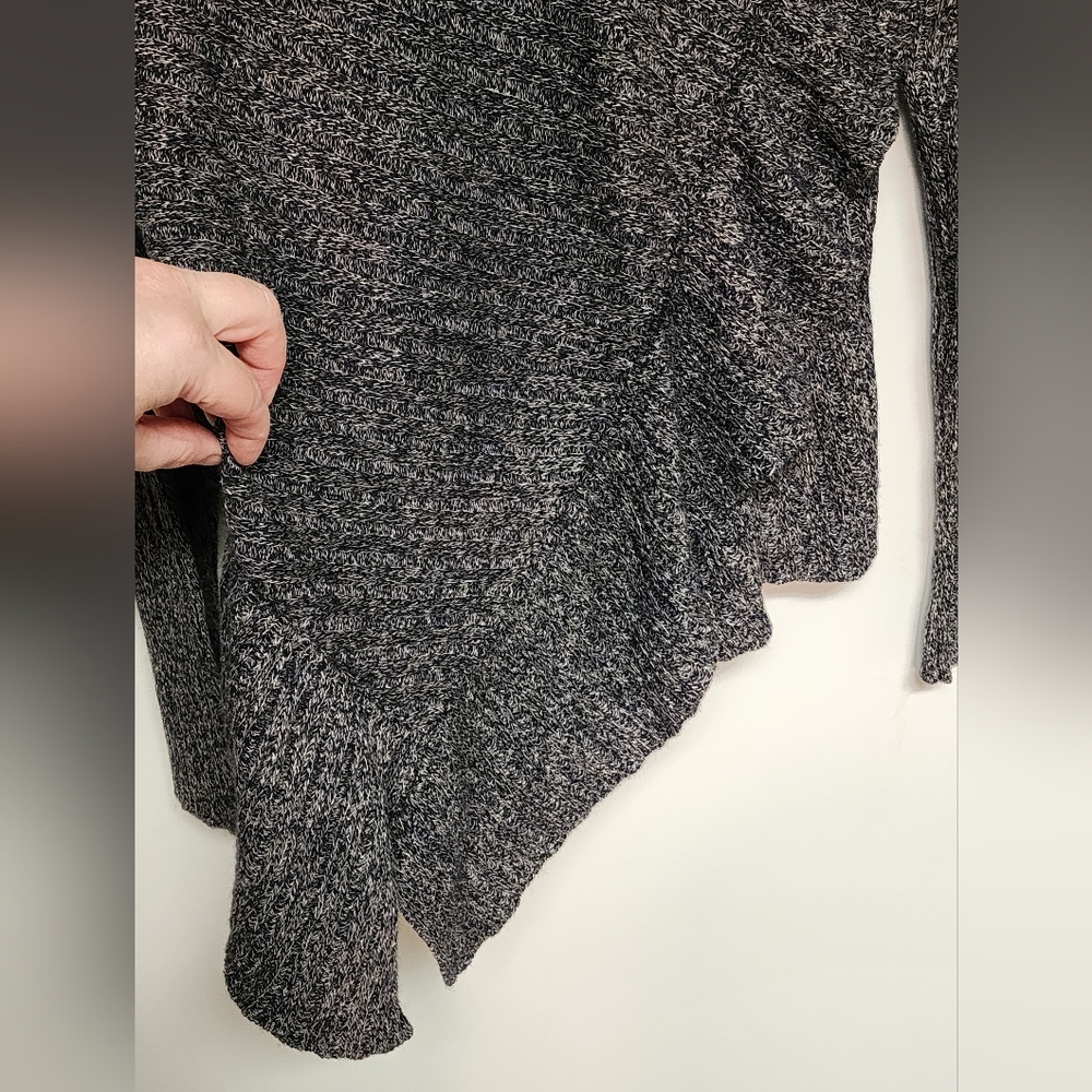 NWT Anthropologie Knitted&Knotted Cascading Ruffle Sweater In Heathered Dark Nav - Picture 9 of 14
